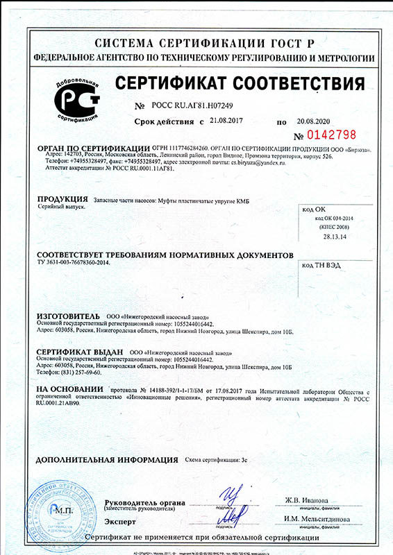 Сертификат соответствия на муфты